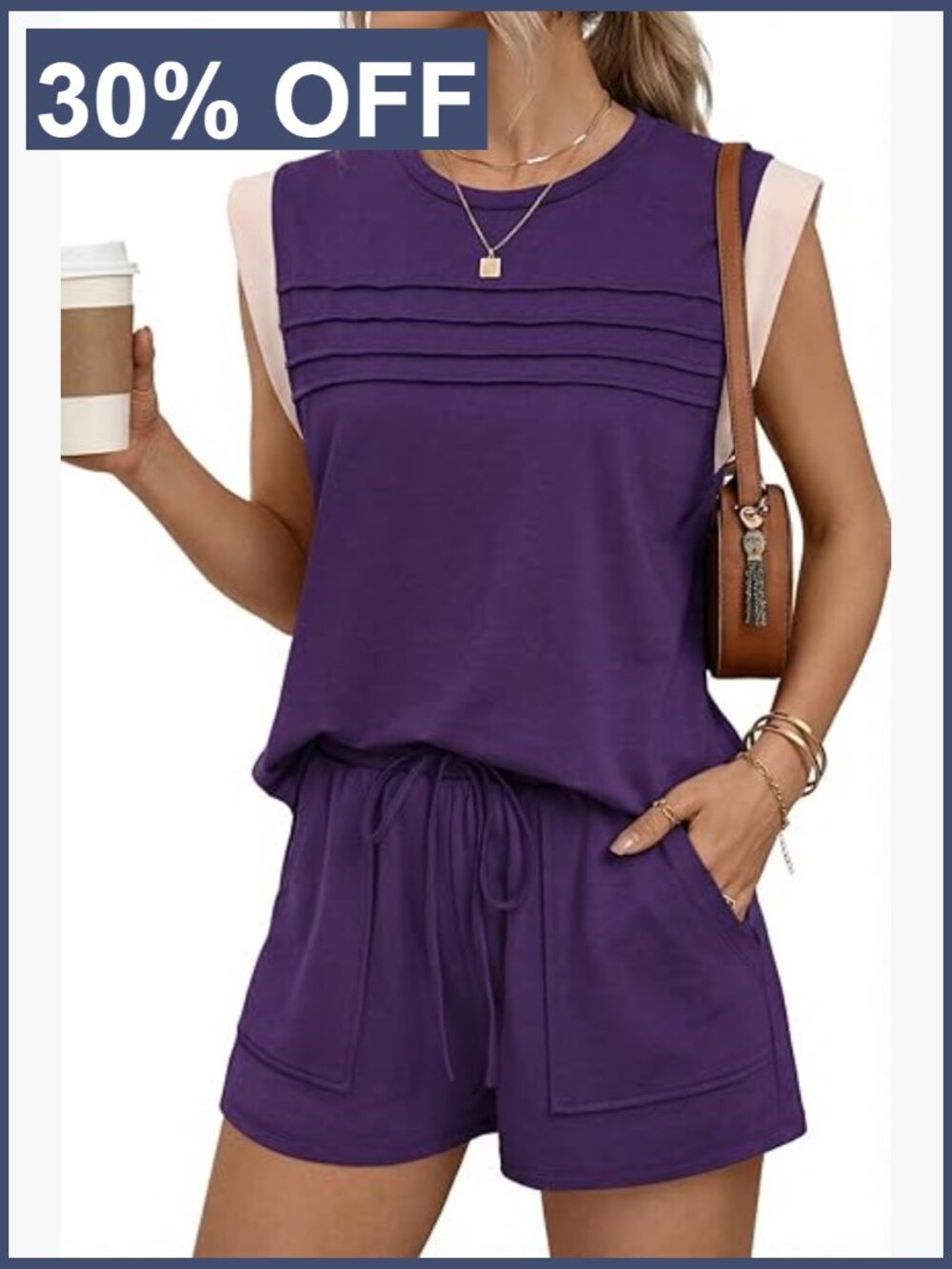 Two Piece Short Sleeve Top and High Waisted Shorts Set